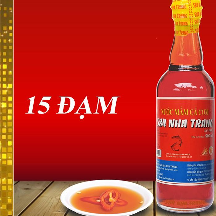 Nước mắm Cá cơm 15 ĐỘ ĐẠM- 584 Nha Trang - Nước mắm Truyền Thống, Chai 500ml, Date luôn mới