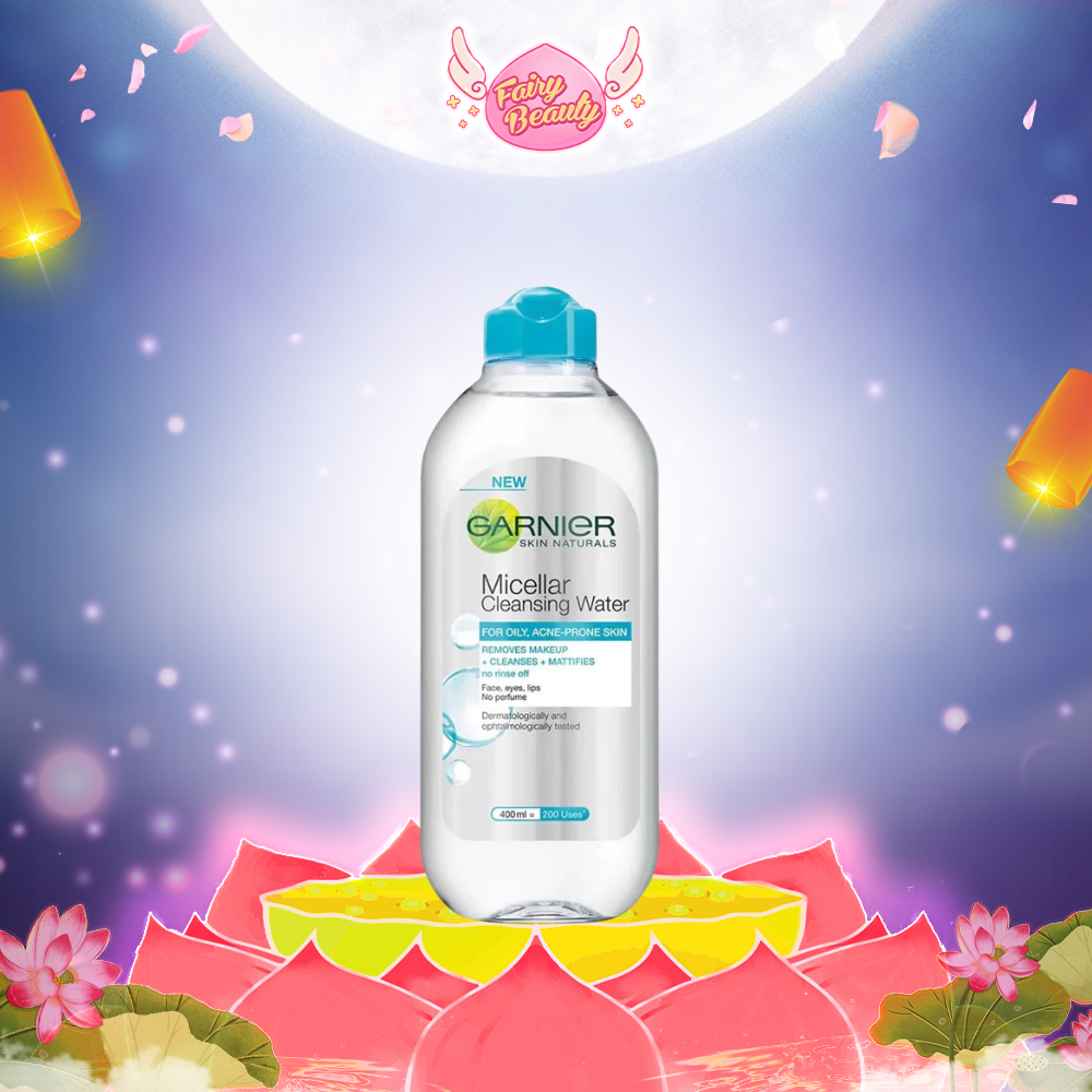 [GARNIER] Nước Tẩy Trang Cho Da Dầu Mụn, Hỗn Hợp Làm Sạch Sâu Dịu Nhẹ Micellar Water For Oily & Acne-Prone Skin 400/125m