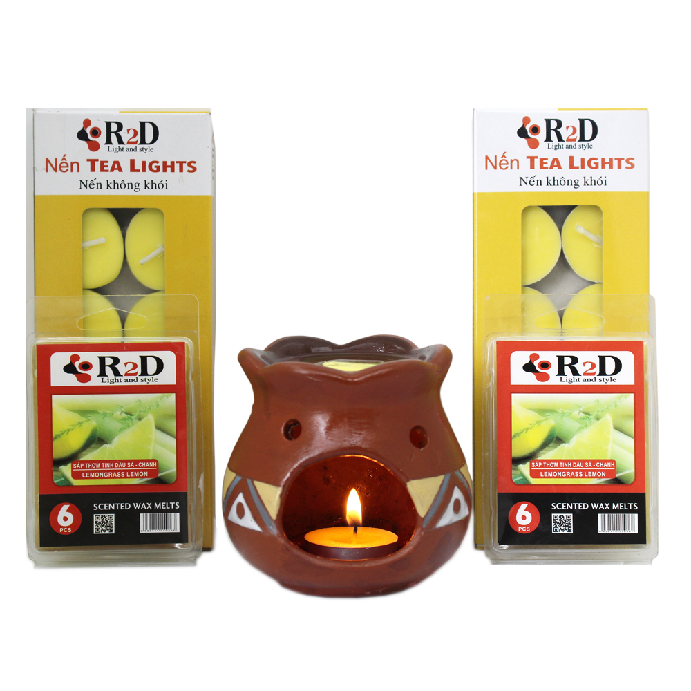 Nến tealight 10 viên không khói không mùi R2D màu vàng dùng cho đèn xông tinh dầu