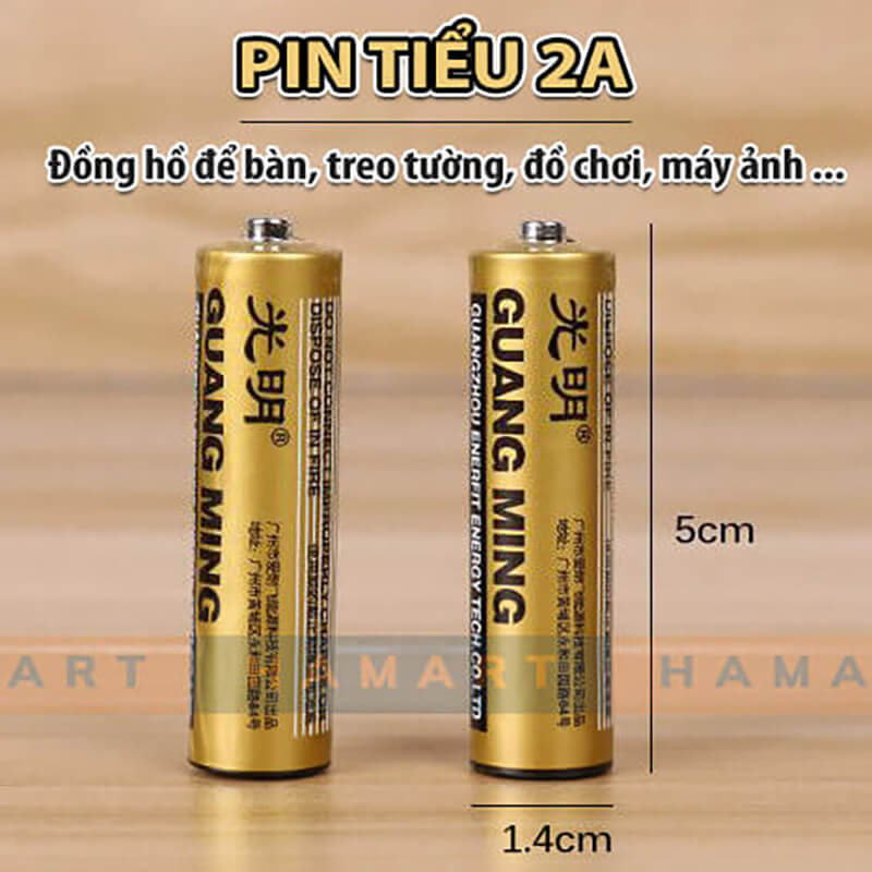 VỈ 4 Viên Pin Tiểu 2A &amp; 3A GUANG MING Pin Đũa Điều Khiển Đồng Hồ Treo Tường Hàng Nội Địa Chất Lượng Cao