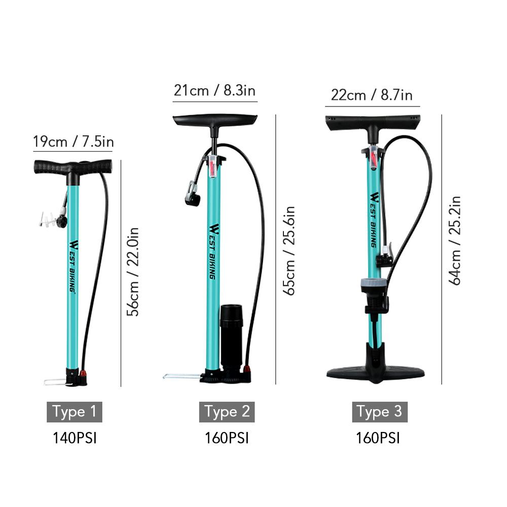 Ống bơm hơi dành cho xe đạp với máy đo Presta & Van Schrader 140-160 PSI