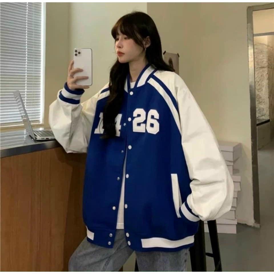Áo Khoác Bomber Jackets Varsity IN Chữ Chất Da Lộn Lót Dù Form Rộng Basic Nam Nữ Unisex Couple Ulzzang