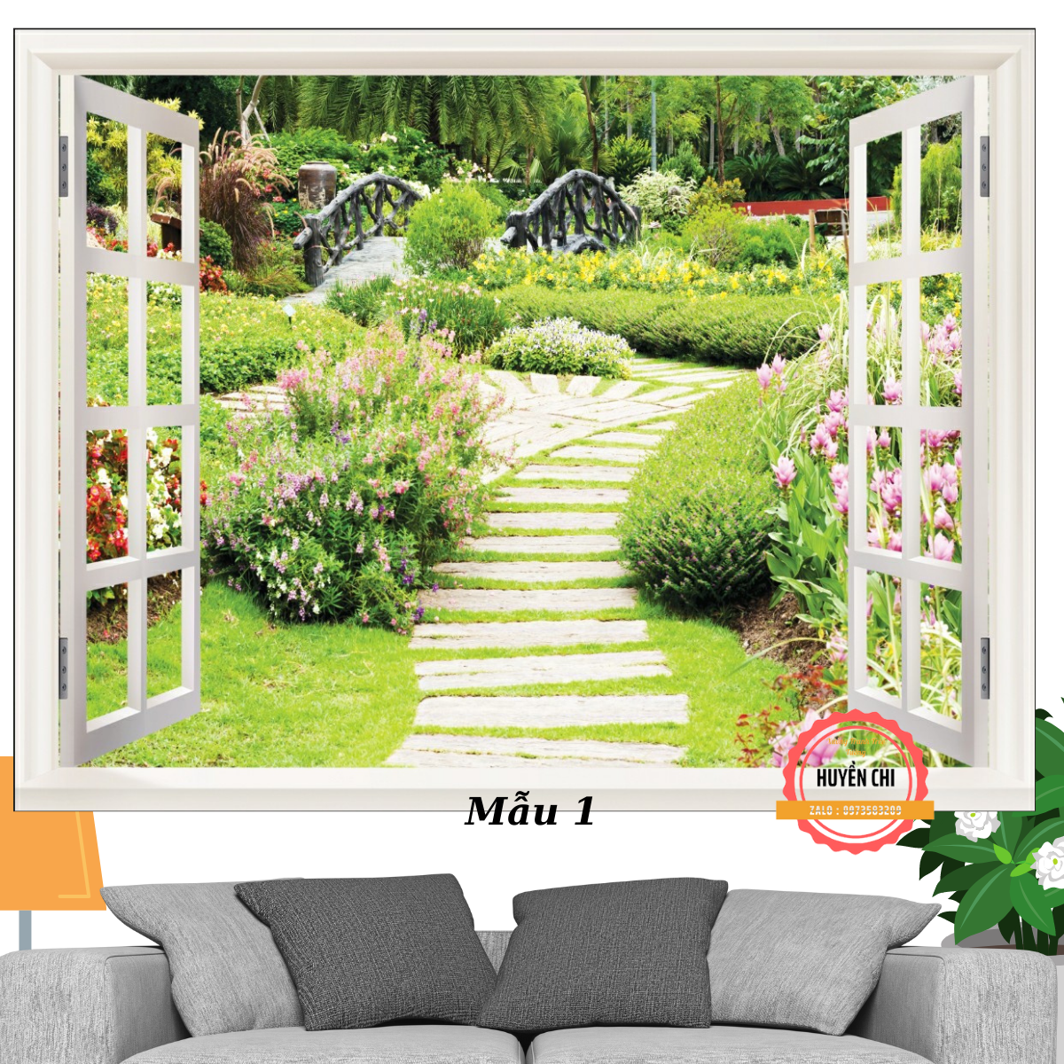 Tranh dán tường 3d Cửa sổ nhìn ra ngoài phong cảnh thiên nhiên-tranh 3d phòng khách, phòng ngủ-Huyền Chi-Đặt theo kích thước yêu cầu