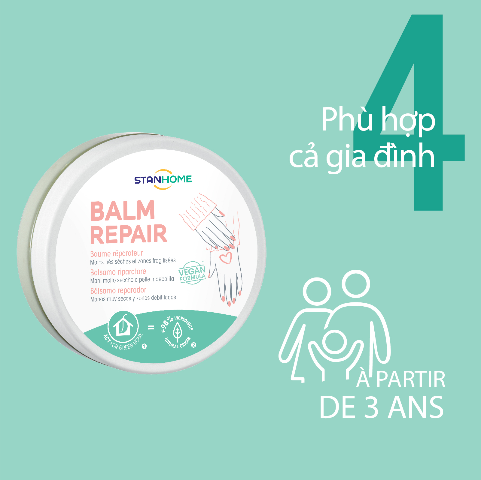 Kem dưỡng ẩm làm mềm cho da khô, da nhạy cảm Stanhome Balm Repair 50ml