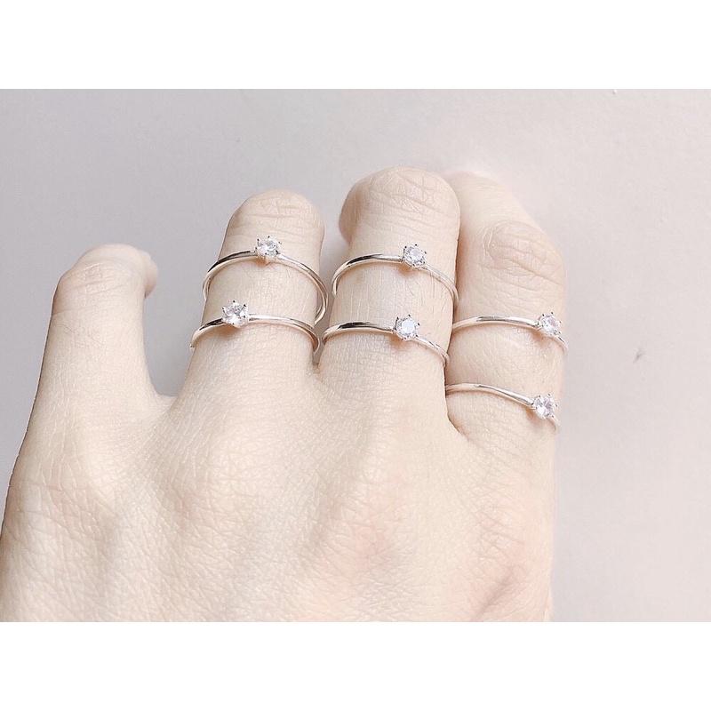 Nhẫn Mảnh 6 Chấu Trơn Bạc Ta Nguyên Chất