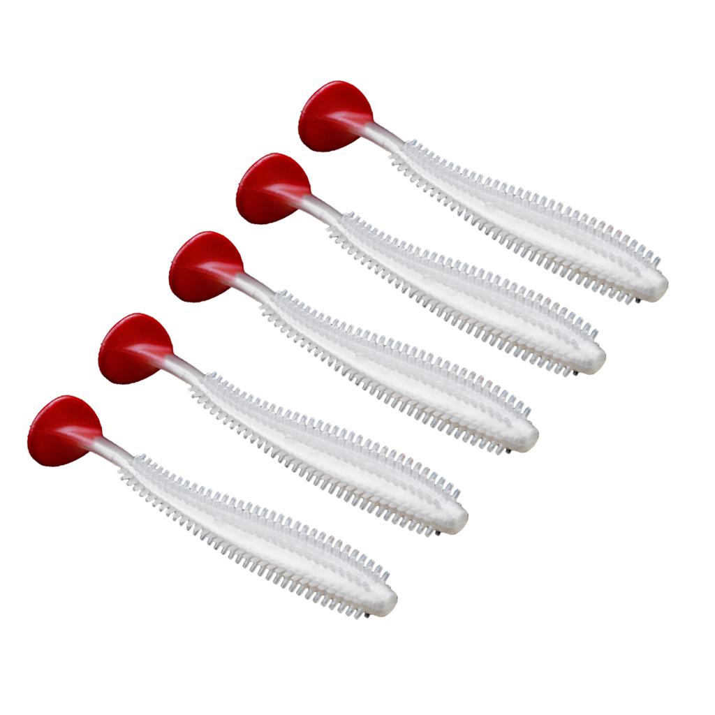 5 Pieces PVC Fishing Lure Bait Artificial Bait Tackle with T-tail