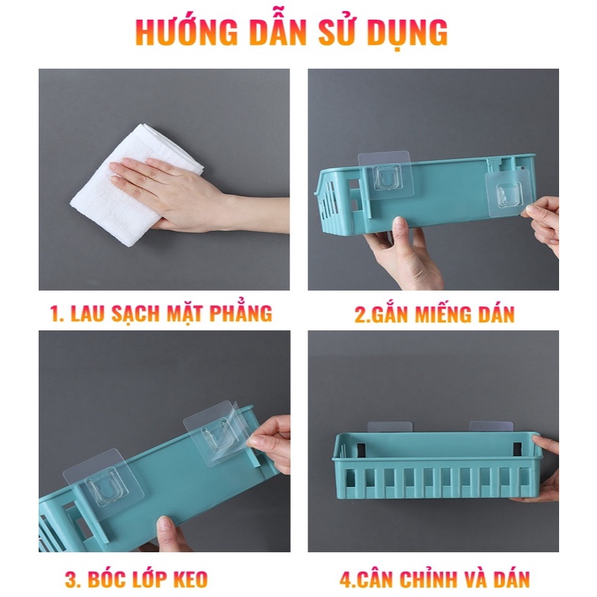 Hình ảnh Kệ nhà tắm chất liệu nhựa cao cấp - Kệ dán tường đựng đồ nhà tắm, đồ bếp, nhà vệ sinh tiện lợi - Hàng chính hãng