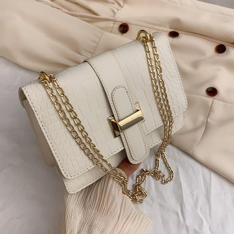 Bag Women's Shoulder Bag Stone Pattern Crossbody Women's Bag Summer New Embossed Small Solid Color Square Bag