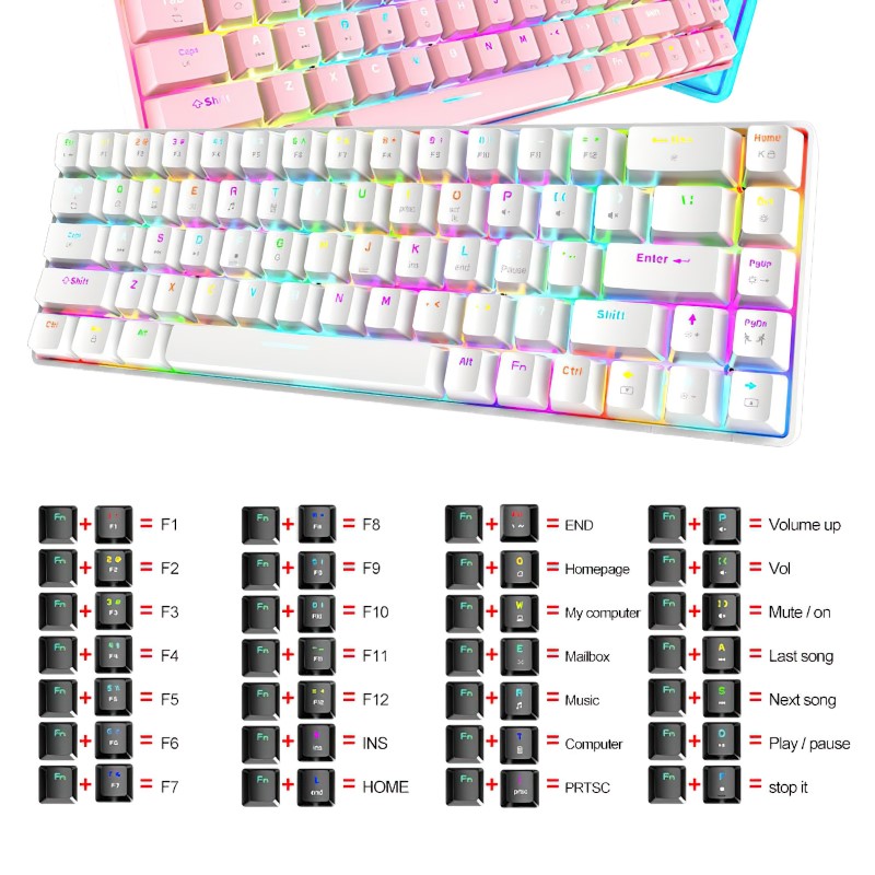 Bàn Phím Cơ Gaming Led RGB T8 Black mini nhỏ gọn