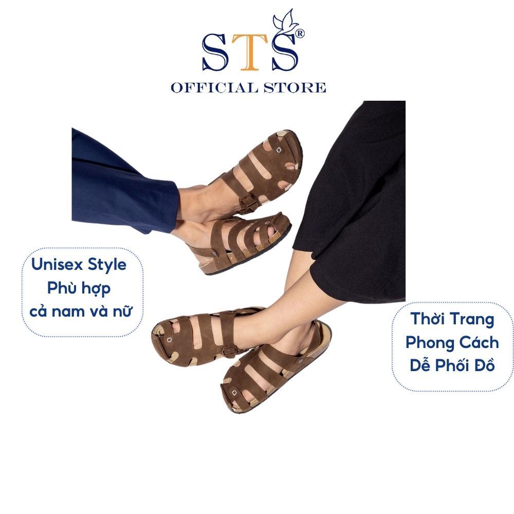 Dép sandal dáng rọ quai hậu da bò thật nguyên tấm đế trấu Briken Unisex đi biển đi chơi đi làm thoải mái êm chân SDRO01