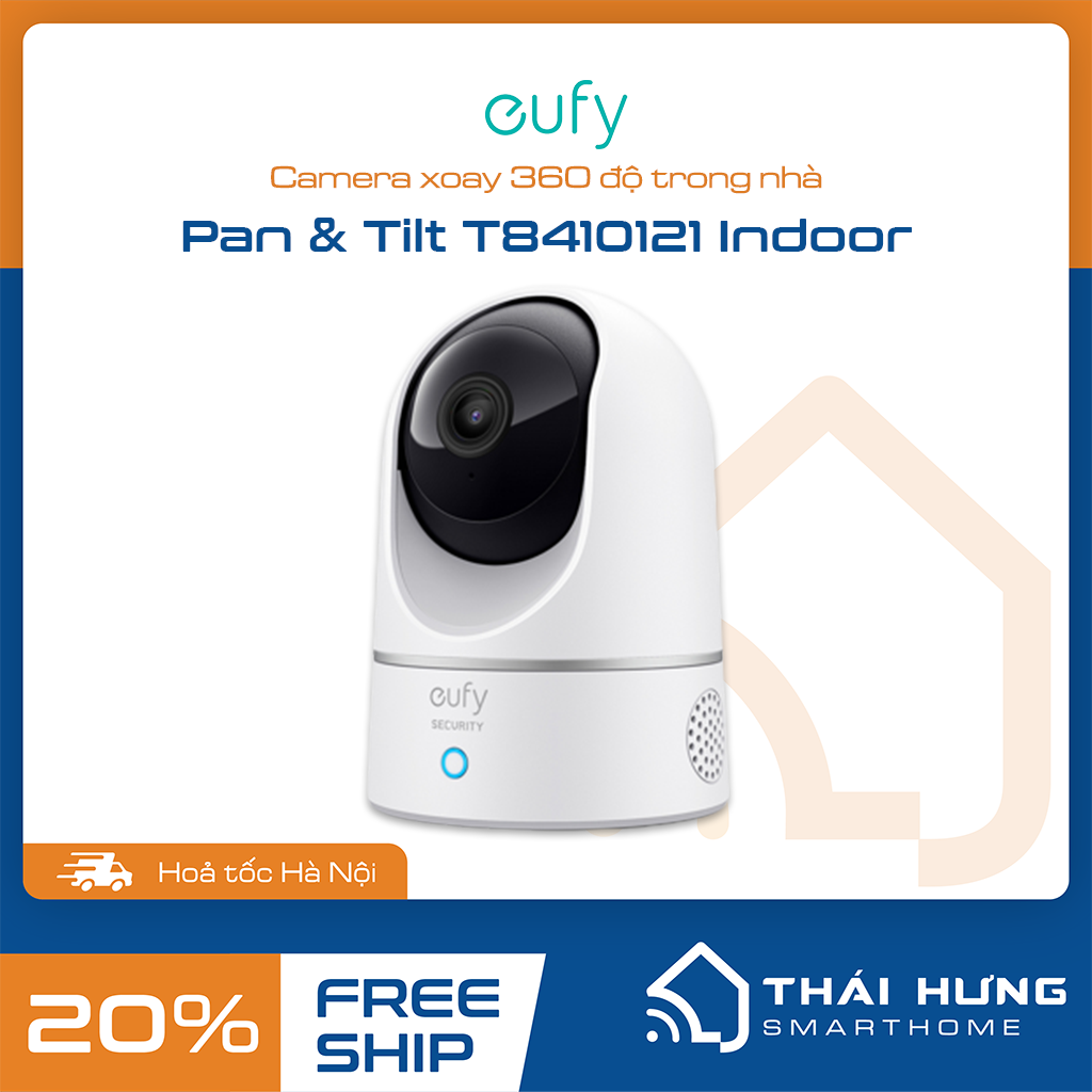 Camera xoay 360 độ trong nhà Eufy Indoor 2K Pan & Tilt T8410121, hỗ trợ Homekit, Google, Alexa, hàng chính hãng phân phối