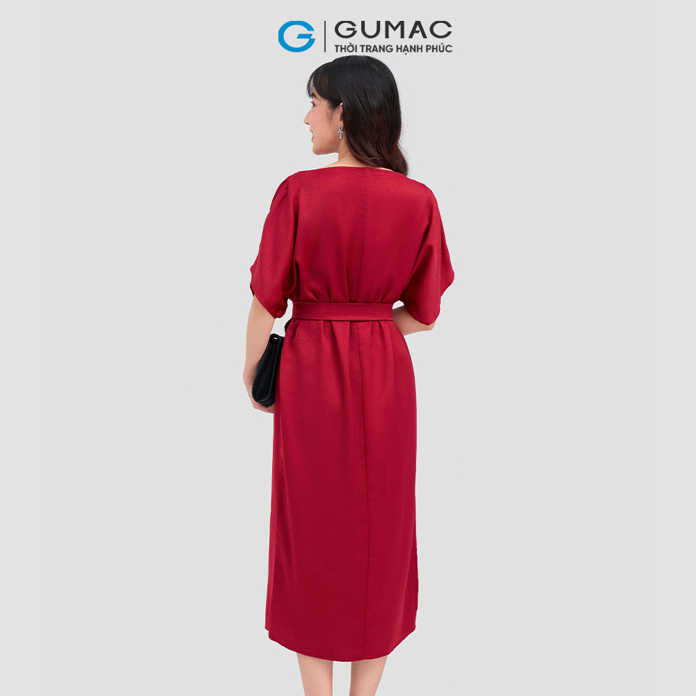 Đầm suông GUMAC DC12005 tay liền eo thắt nơ thanh lịch