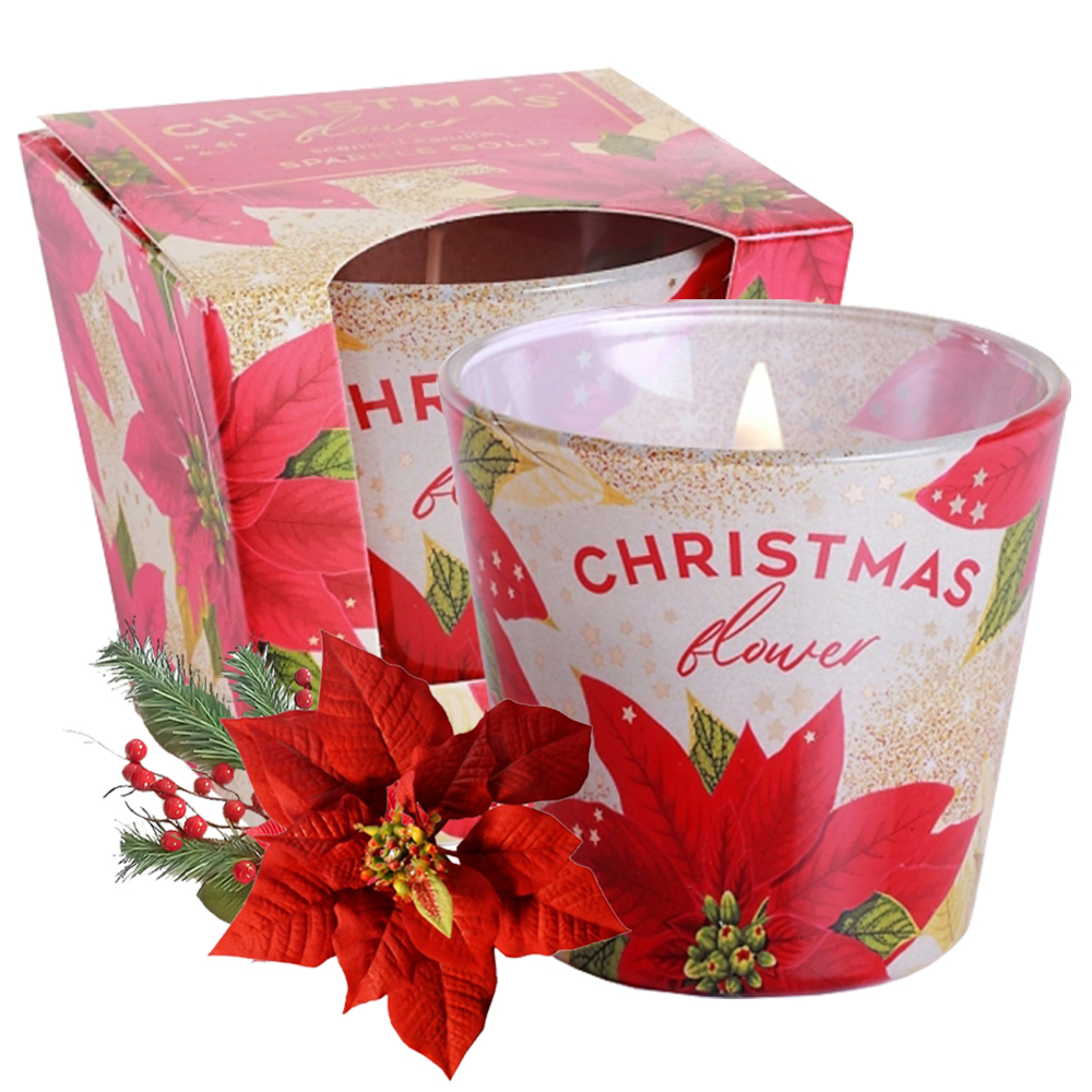 Ly nến thơm tinh dầu Bartek Christmas Flower 115g QT7225 - hoa trạng nguyên (giao mẫu ngẫu nhiên)