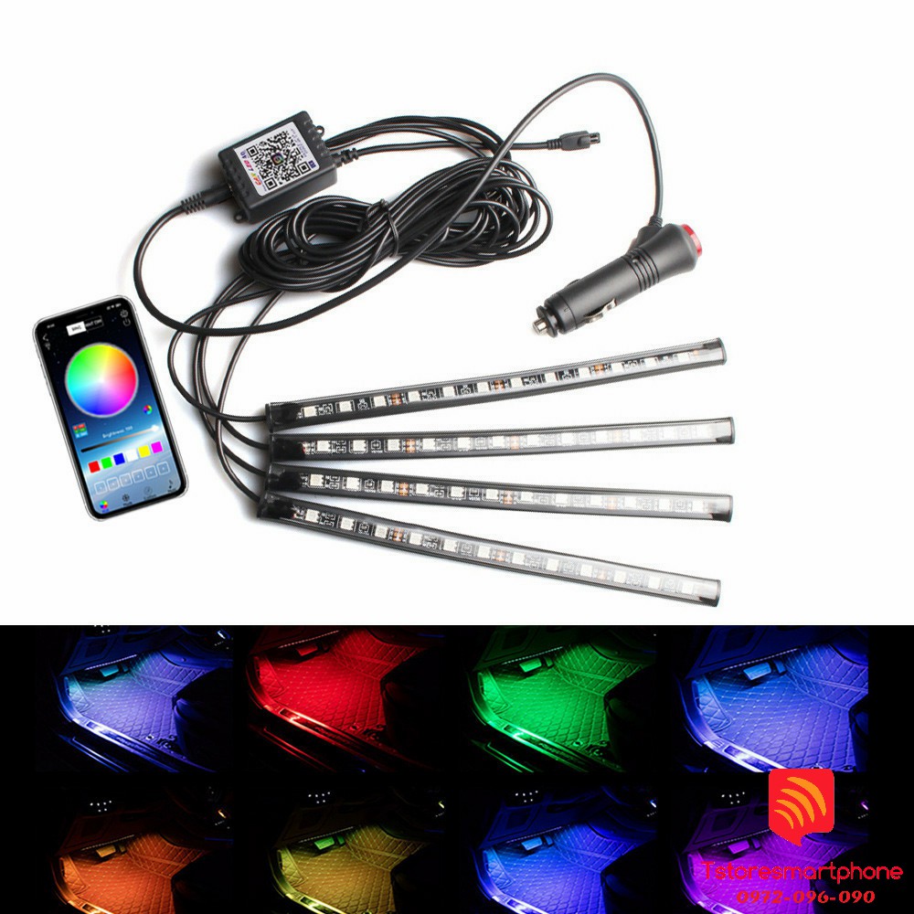 Đèn LED gầm ghế 7 màu 48 BÓNG LED điều khiển bằng đổi màu trên APP điện thoại, cảm ứng âm thanh nhấp nháy theo nhạc