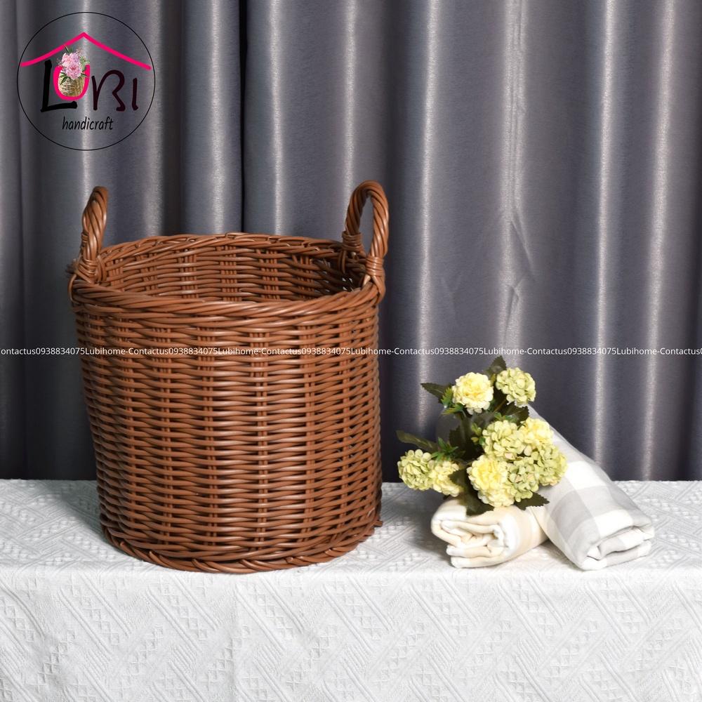 Lubihandicraft - Sọt đựng đồ hình tròn đan dây nhựa bộ 3 - bền, đẹp