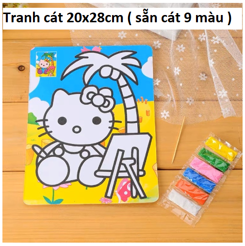 Combo 5 Tranh cát màu khổ lớn kèm cát 9 màu cho bé thỏa sức sáng tạo