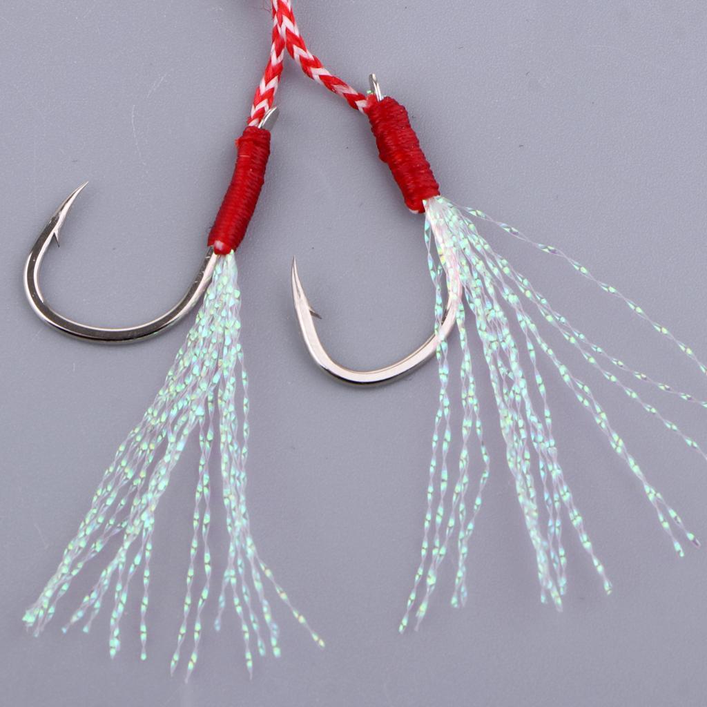 2pcs Stainless Steel Assist Hooks Sea Fishing Jigging Barbed Hooks 11