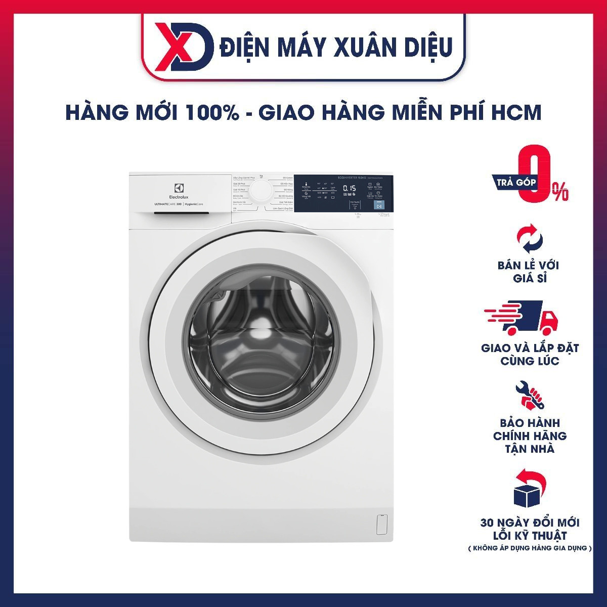 Máy Giặt Electrolux Inverter 9kg EWF9024D3WB - Hàng chính hãng - Giao HCM và 1 số tỉnh thành