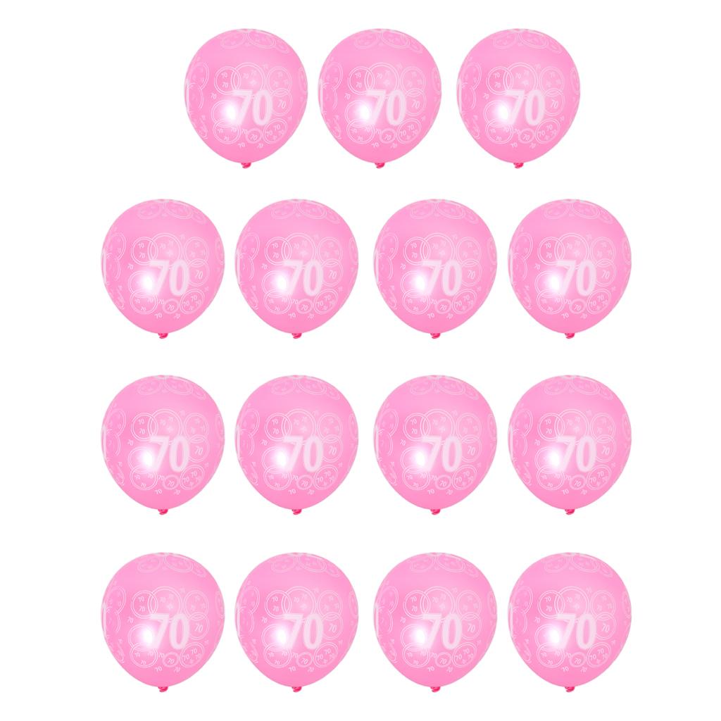 2x15 Pieces Birthday Anniversary Latex Balloon Decoration Age Number 70th Pink