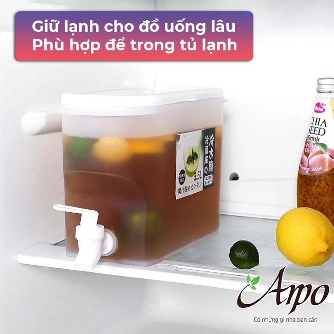 Bình Nước Để Tủ Lạnh Trong Suốt Dung Tích 3.5L Tích Hợp Vòi Rót Tiện Lợi - Bình Đựng Nước Trái Cây Dung Tích 3,5 L