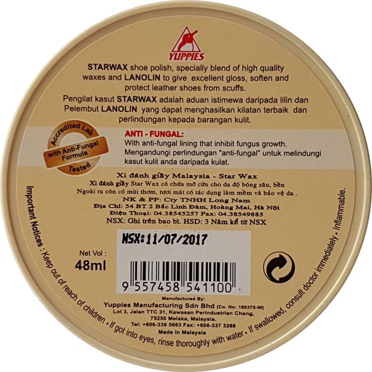 Xi đánh giày YUPPIES Star Wax Shoe Polish khô 48ml - Neutral (Malaysia)