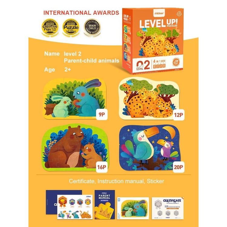 Đồ Chơi Xếp Hình 7 cấp độ Mideer puzzles Level Up 2 Animal Đồ chơi phát triển cho bé