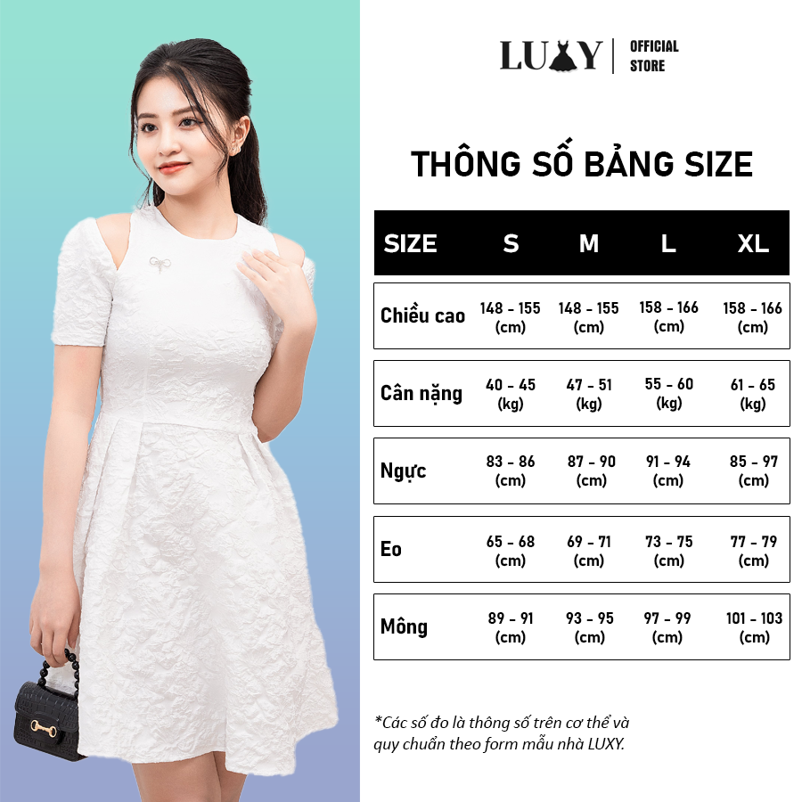 Váy hoa sốp in nổi hở vai trẻ trung, năng động LUXY V238 đủ size từ 42kg - 65kg