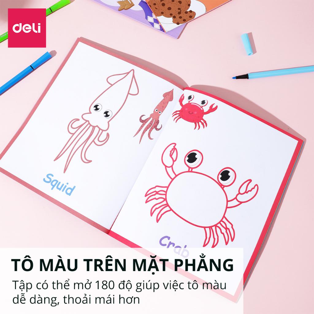 Tập Vở Tô Màu Sáng Tạo Vui Nhộn Học Tiếng Anh Cho Bé 24 Trang Nhiều Chủ Đề Deli - Tô Màu Chì Bút Màu Sáp Vẽ Tranh Nhận Biết Hoạ Cụ - EN042