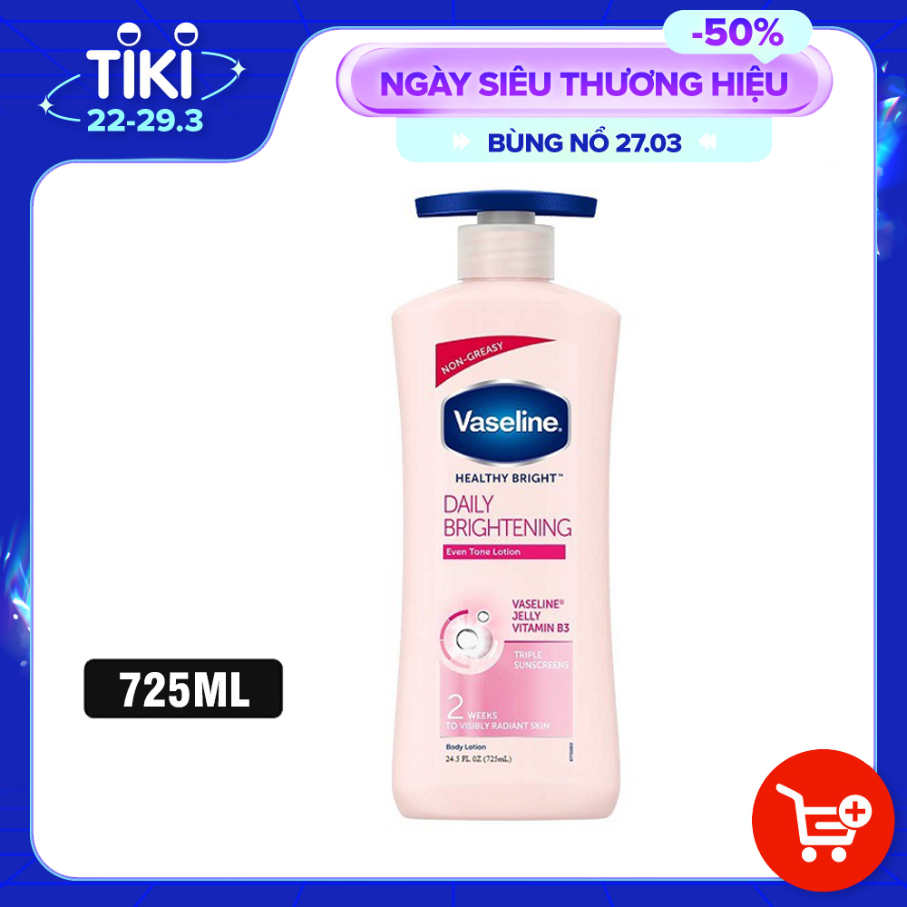 Sữa dưỡng thể vaseline healthy bright hồng làm mịn &trắng da 725ml mẫu mới