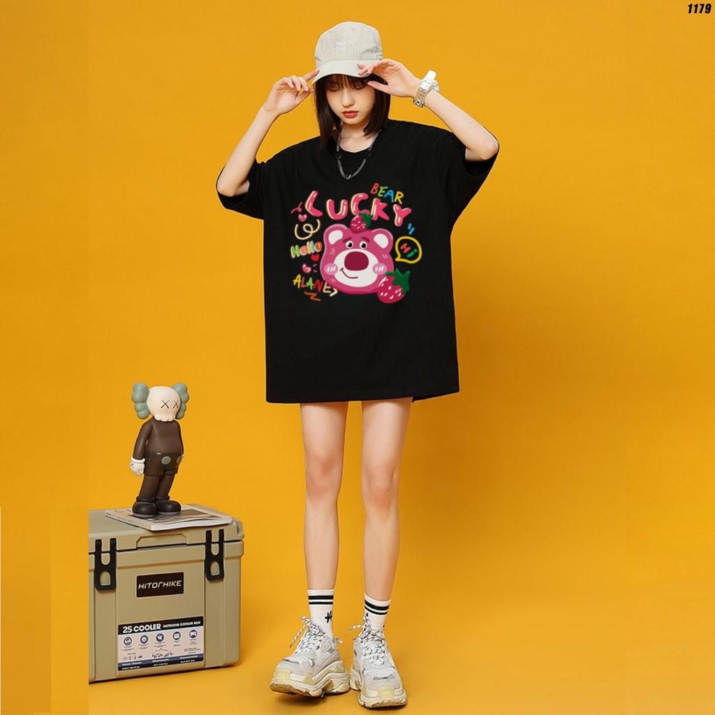Áo thun tay lỡ unisex in hình Gấu Dâu Lucky Lotso
