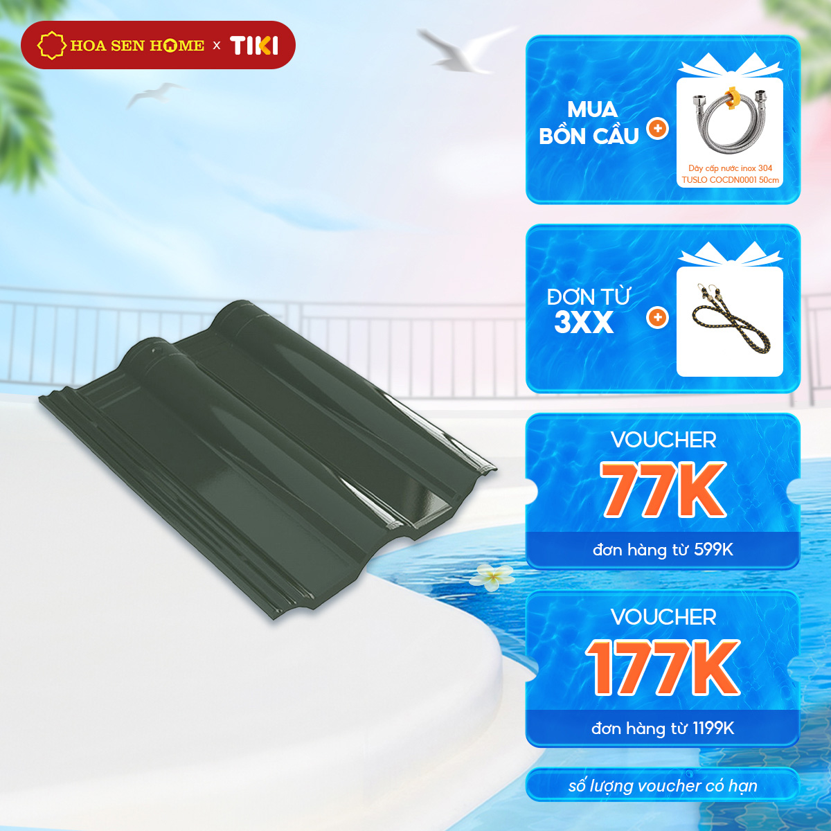 Ngói tráng men cao cấp Casa Pro, men bóng cao cấp, chống thấm, chống rêu mốc - Hoa Sen Home - hàng chính hãng