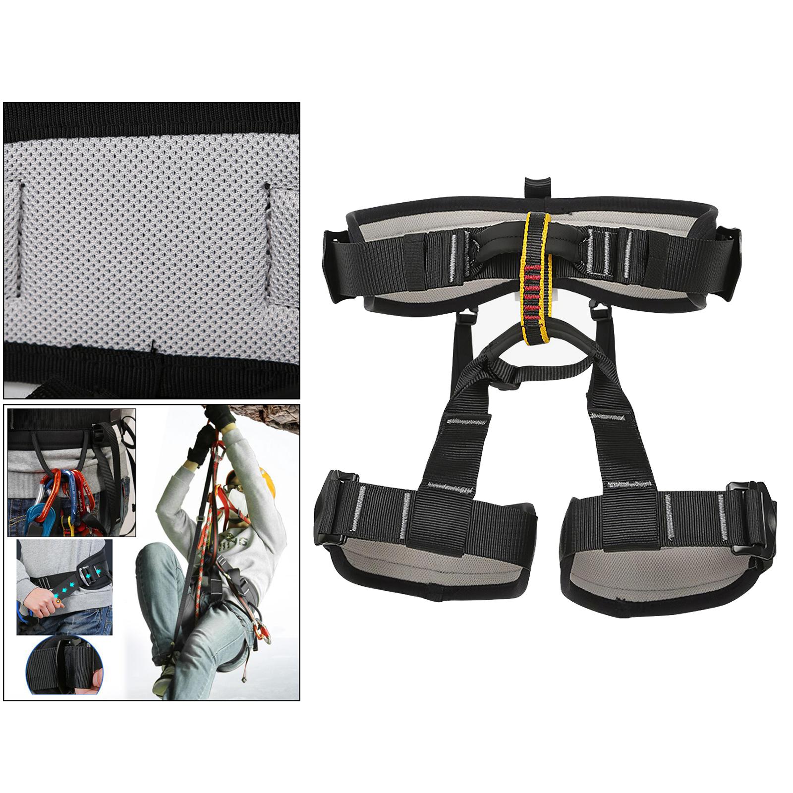 Outdoor Half Body Harness Rock Climbing Tree Rappelling Waist Belt Black L