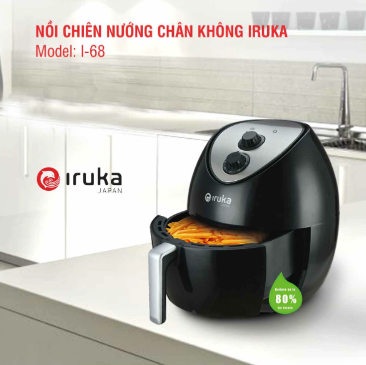 Nồi Chiên Không Dầu IRUKA I-68 White 4.5L Nhật Bản Công Suất 1400W - Hàng Chính Hãng