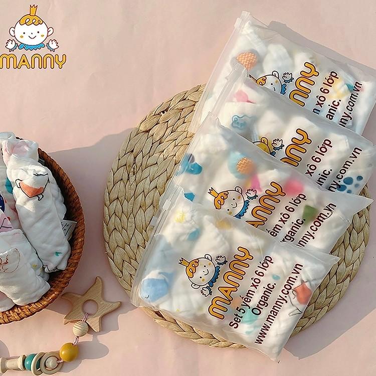 Yếm Xô Nhăn 6 Lớp Cho Bé Manny Mềm Mại, Thoáng Mát, Thấm Hút Tốt, Yếm Xô Cho Trẻ Sơ Sinh
