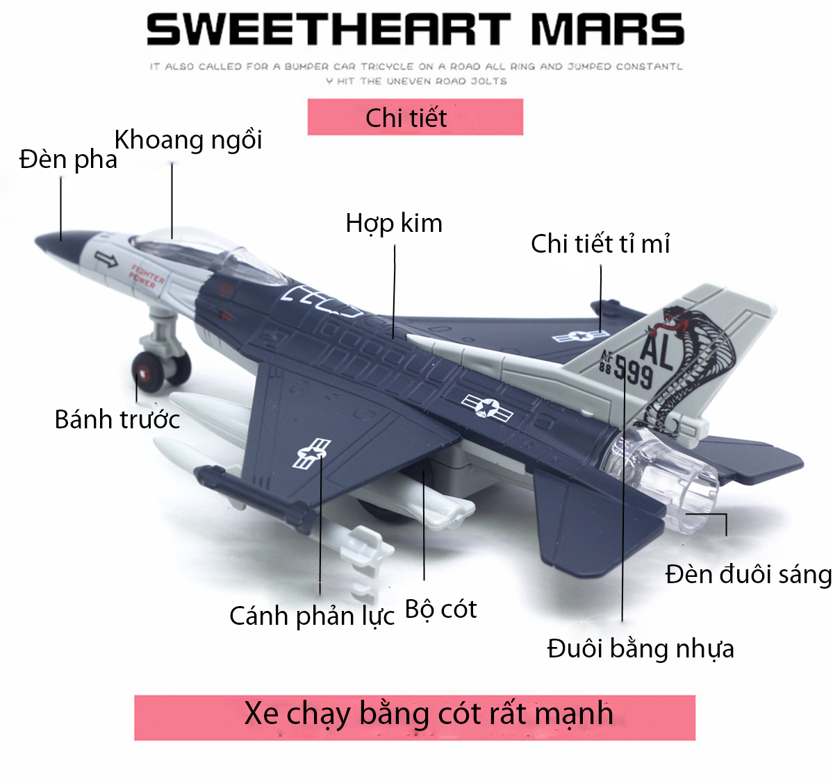 Đồ chơi mô hình máy bay chiến đấu F-18, F-35 và Su-35 có nhạc đèn KAVY-124 chạy cót vỏ hợp kim