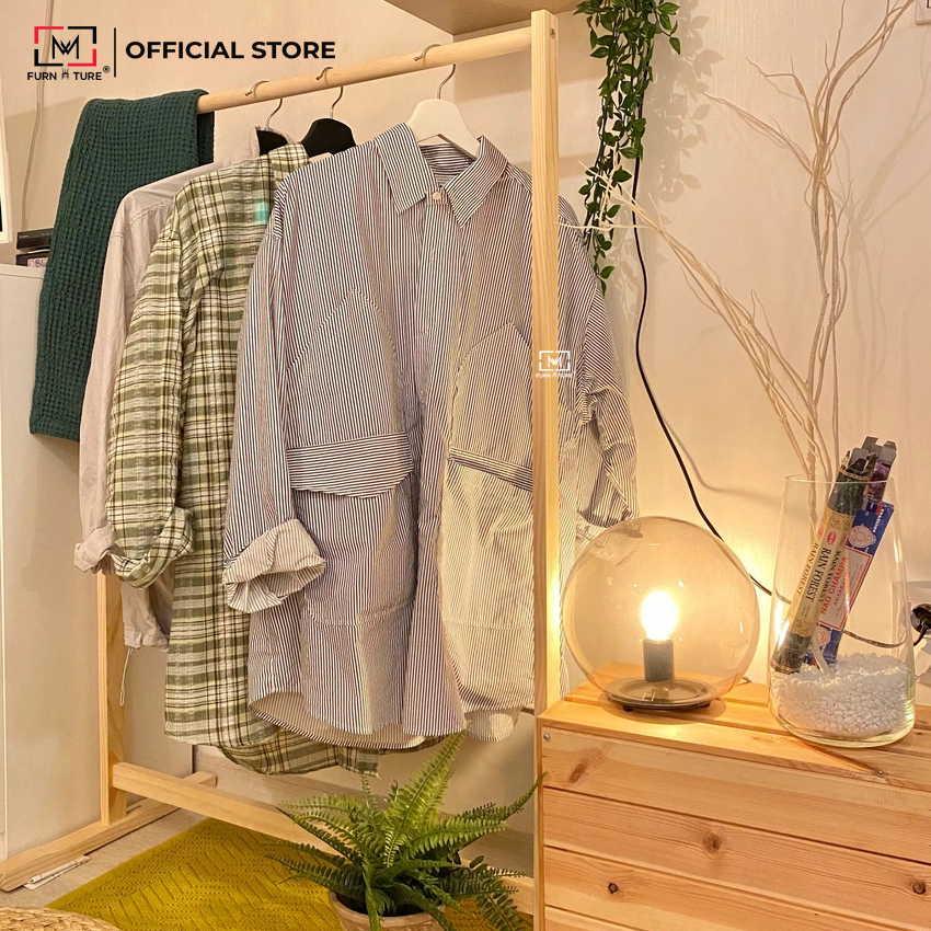 [ NGANG 86 ] GIÁ TREO QUẦN ÁO GỖ LẮP RÁP HÀN QUỐC MWFURNITURE - SINGLE HANGER NATURAL