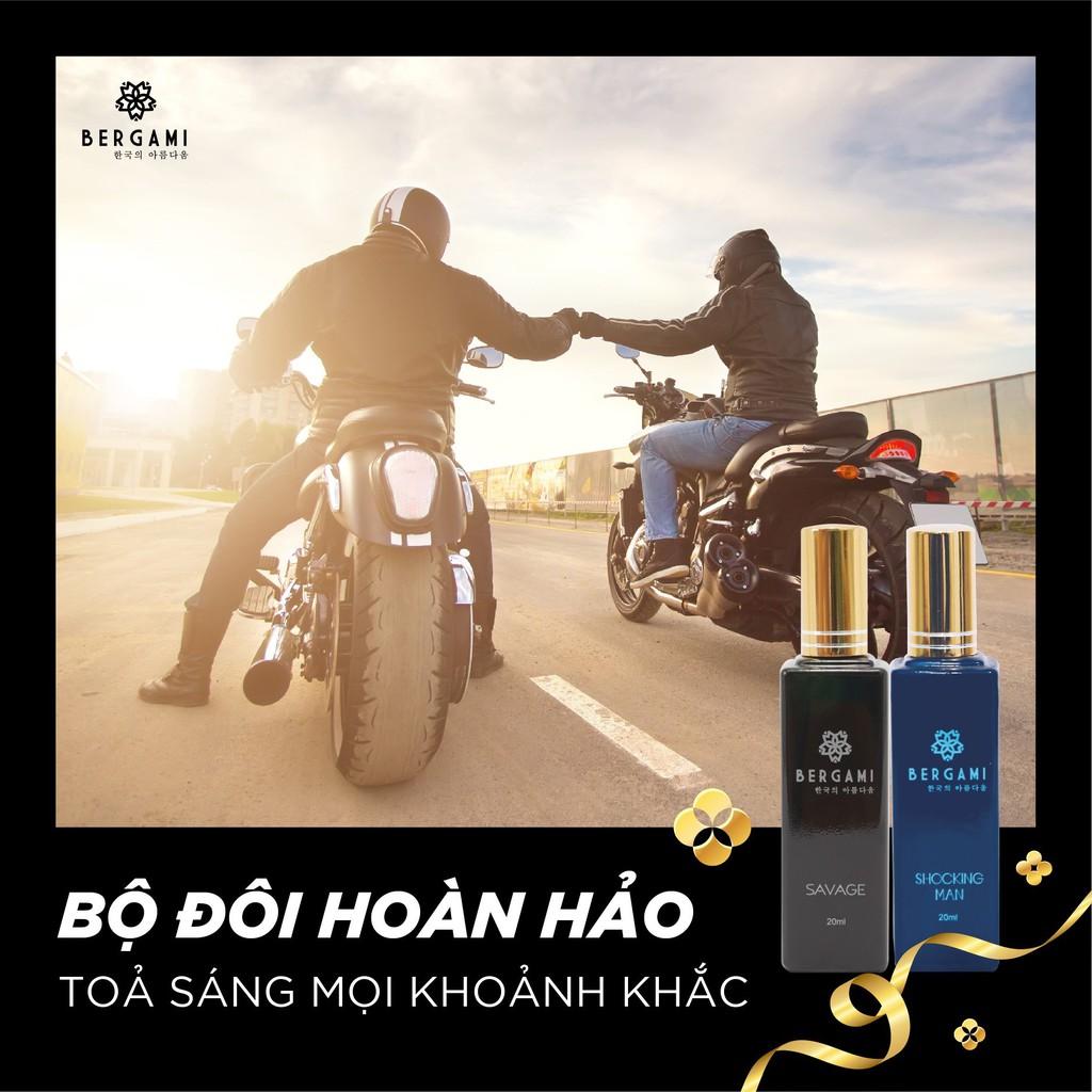 Bộ quà tặng nước hoa Nam chính hãng dạng xịt 2 chai, 3 tầng hương đột phá lưu hương 12h Bergami 35ml