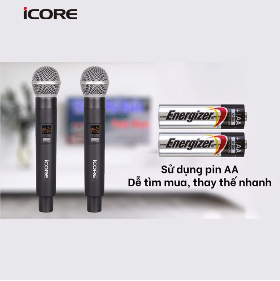 Bộ micro không dây UHF iCore U20 - hàng chính hãng