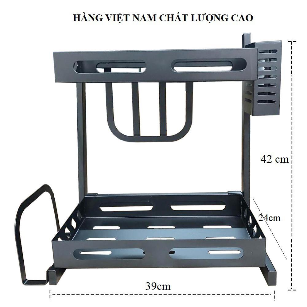 Kệ Để Gia Vị 2 Tầng Inox Sơn Tĩnh Điện Đen - Kệ Để Giao Thớt Đồ Dùng Nhà Bếp Đa Năng
