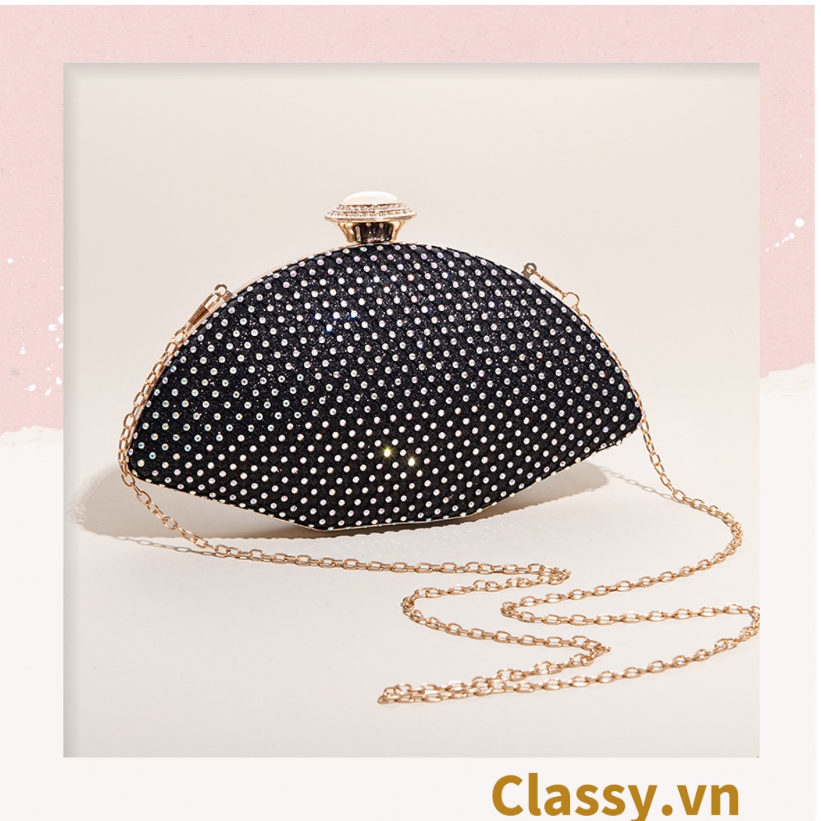 Clutch Classy cầm tay, đeo chéo hình cánh quạt xòe 23x6x12.5cm, nhiều màu thời thượng T1193