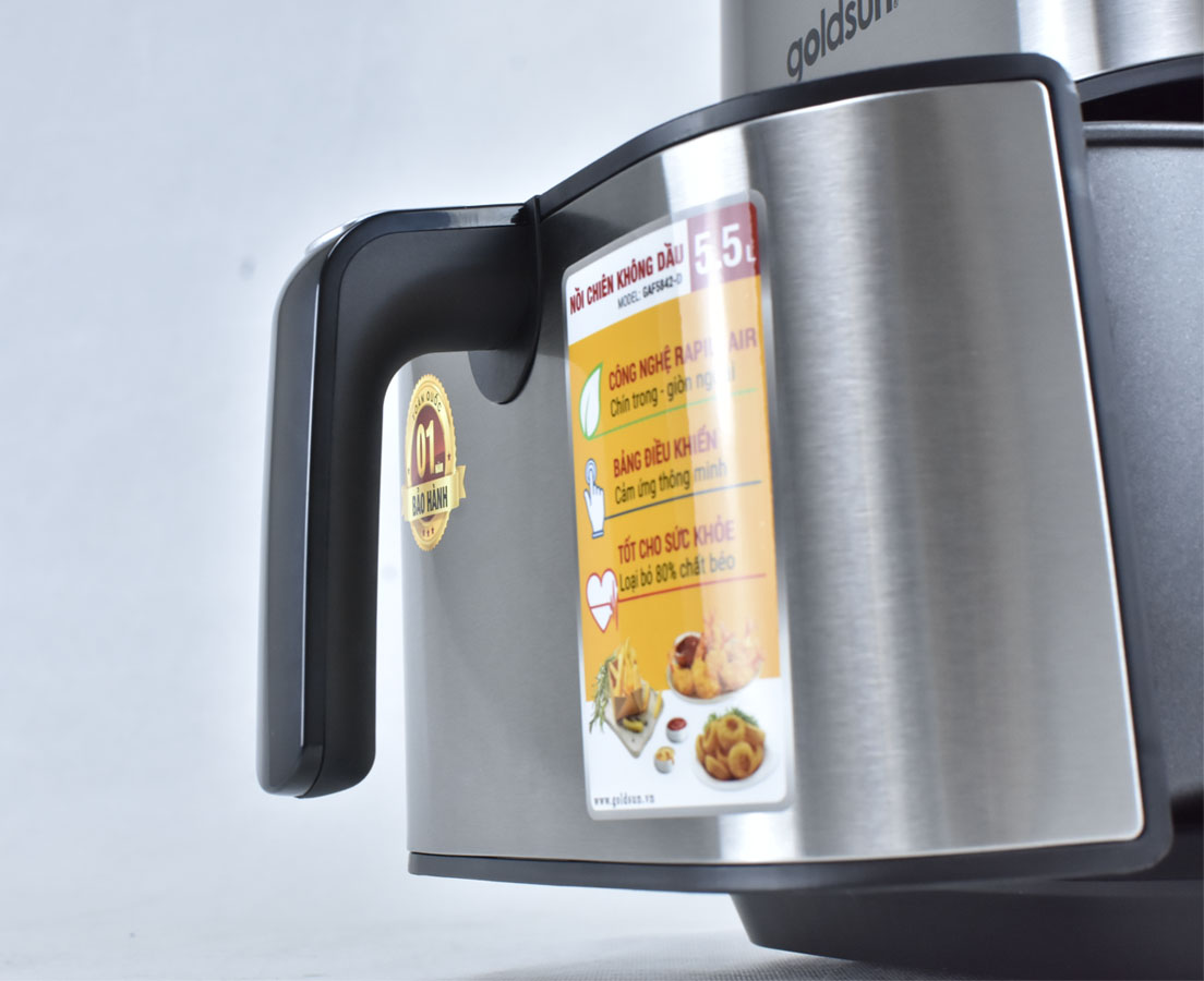 Nồi chiên không dầu điện tử Goldsun GAF5842-D dung tích 5.5L màn hình cảm ứng công nghệ Rapid Air - Hàng chính hãng Goldsun