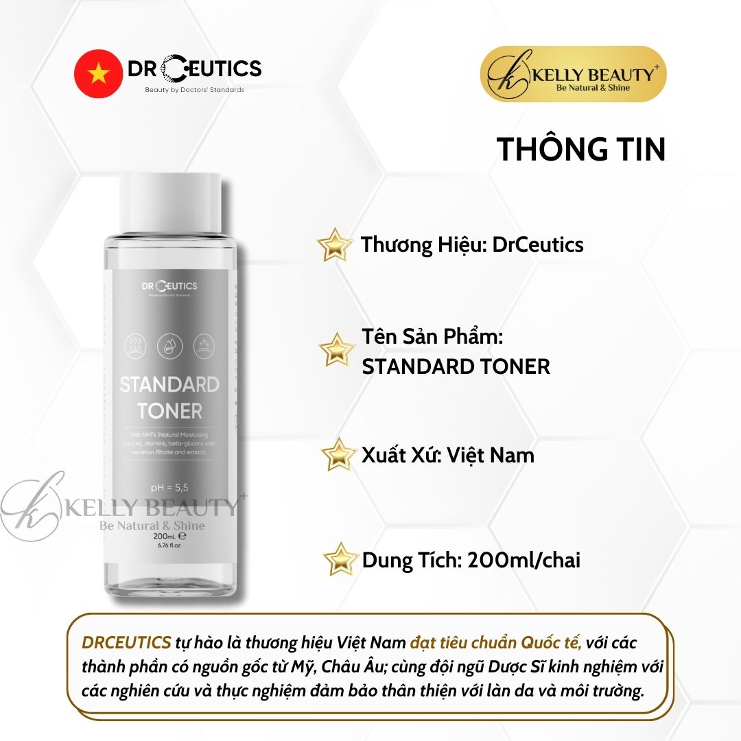 Standard Toner DrCeutics - Dung Dịch Cân Bằng Da, Cấp Ẩm Làm Dịu Mọi Làn Da - Kelly Beauty