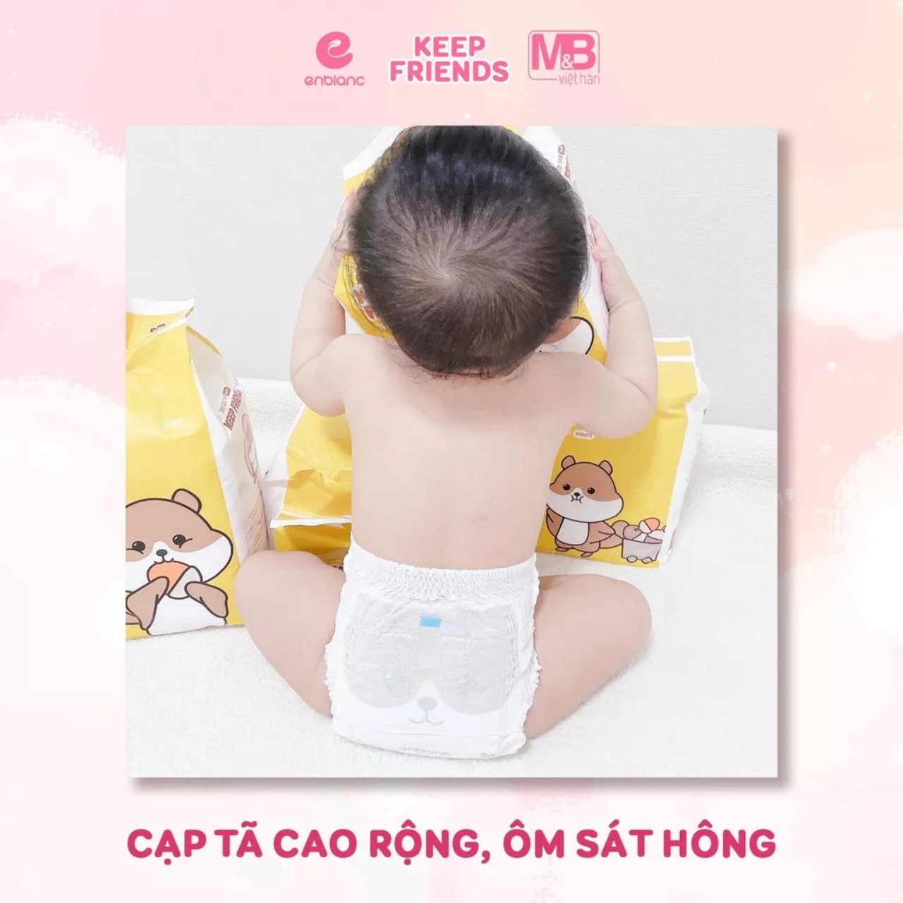 Combo 2 Bịch Tã Bỉm Quần Hàn Quốc Enblanc Keep Friends Chống Tràn, Thấm Hút Nhanh Cho Bé Gái Size L ( 7-12kg) 26 Miếng