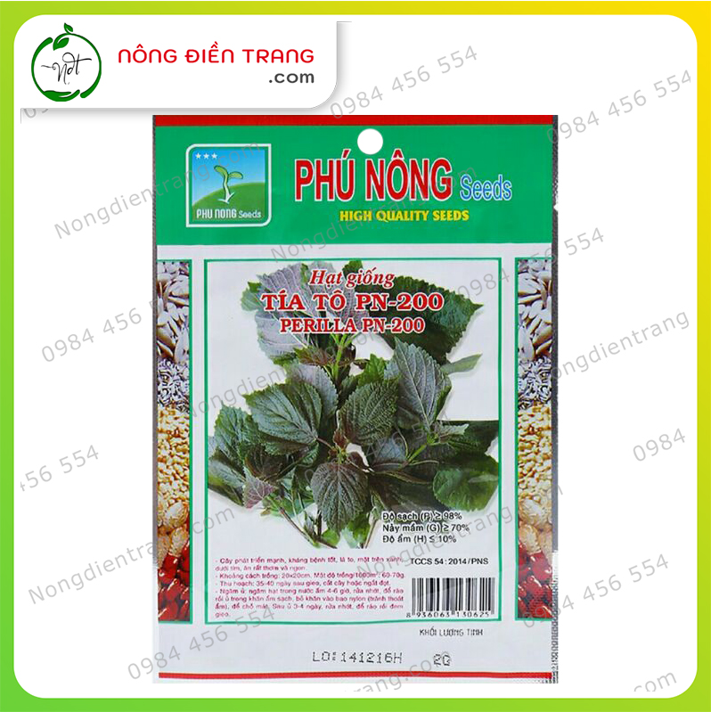 Hạt giống Rau Tía Tô Cao Sản Phú Nông - Gói 2g - Dễ trồng, dễ chăm sóc, không kén đất, kháng bệnh tốt VTNN Nông Điền Trang