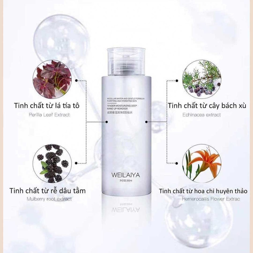 Tẩy trang Weilaiya Tender Moisturizing Deep Make Up Remover làm sạch lớp trang điểm 300 ml