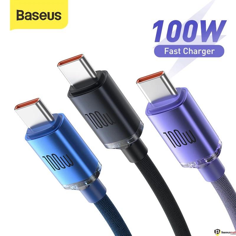 Baseus -BaseusMall VN Cáp Sạc Nhanh C to C 100W Baseus Crystal Shine Series Data PD Fast Charging QC 4.0 (Hàng chính hãng)