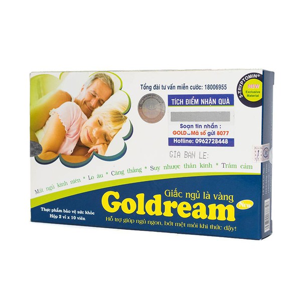 Thực phẩm bảo vệ sức khỏe GoldreamNew giúp ngủ ngon-Hộp 2 vỉ 10 viên