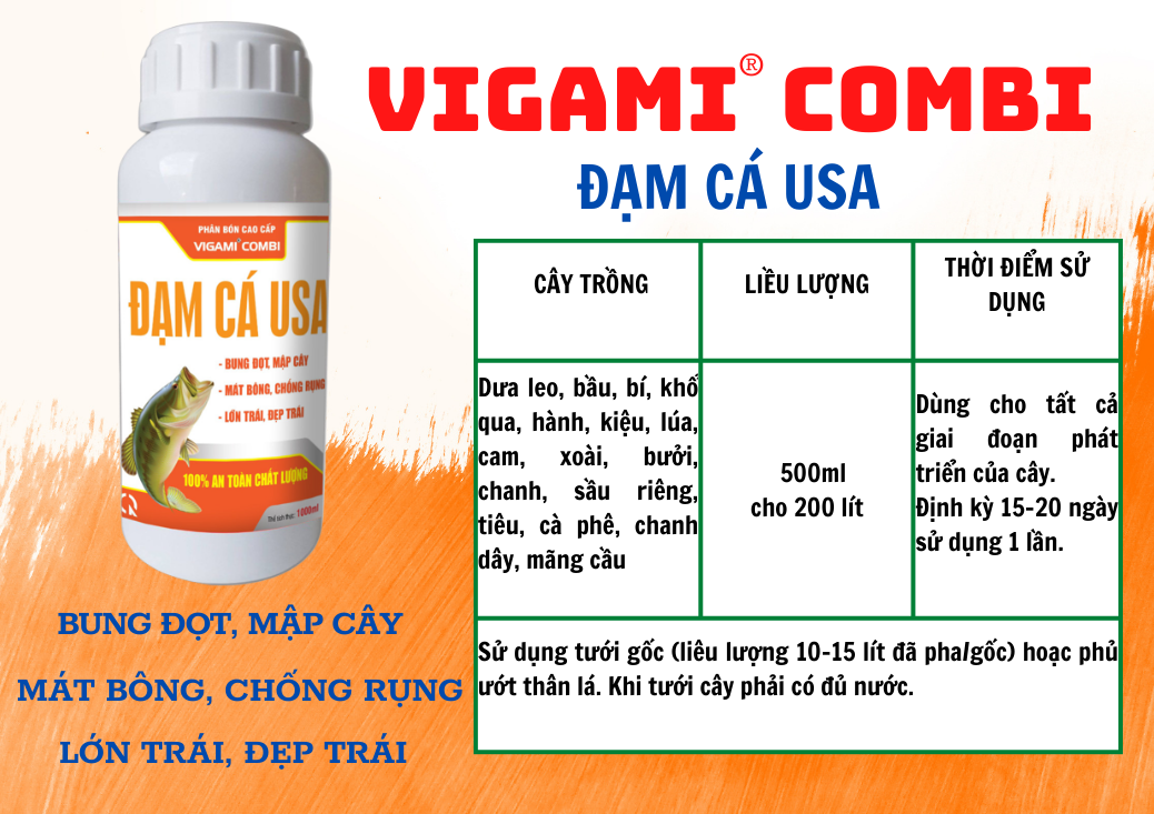 Phân bón VIGAMI COMBI ĐẠM CÁ USA 1000ml