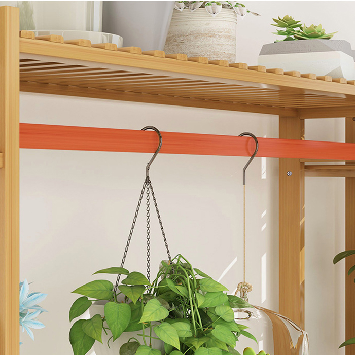 Kệ Để Chậu Hoa Cây Cảnh Gỗ Tre 1m35 x 1m14 - Giá Treo Cây Cảnh Chậu Kiểng Nhiều Tầng Decor Ban Công Đẹp