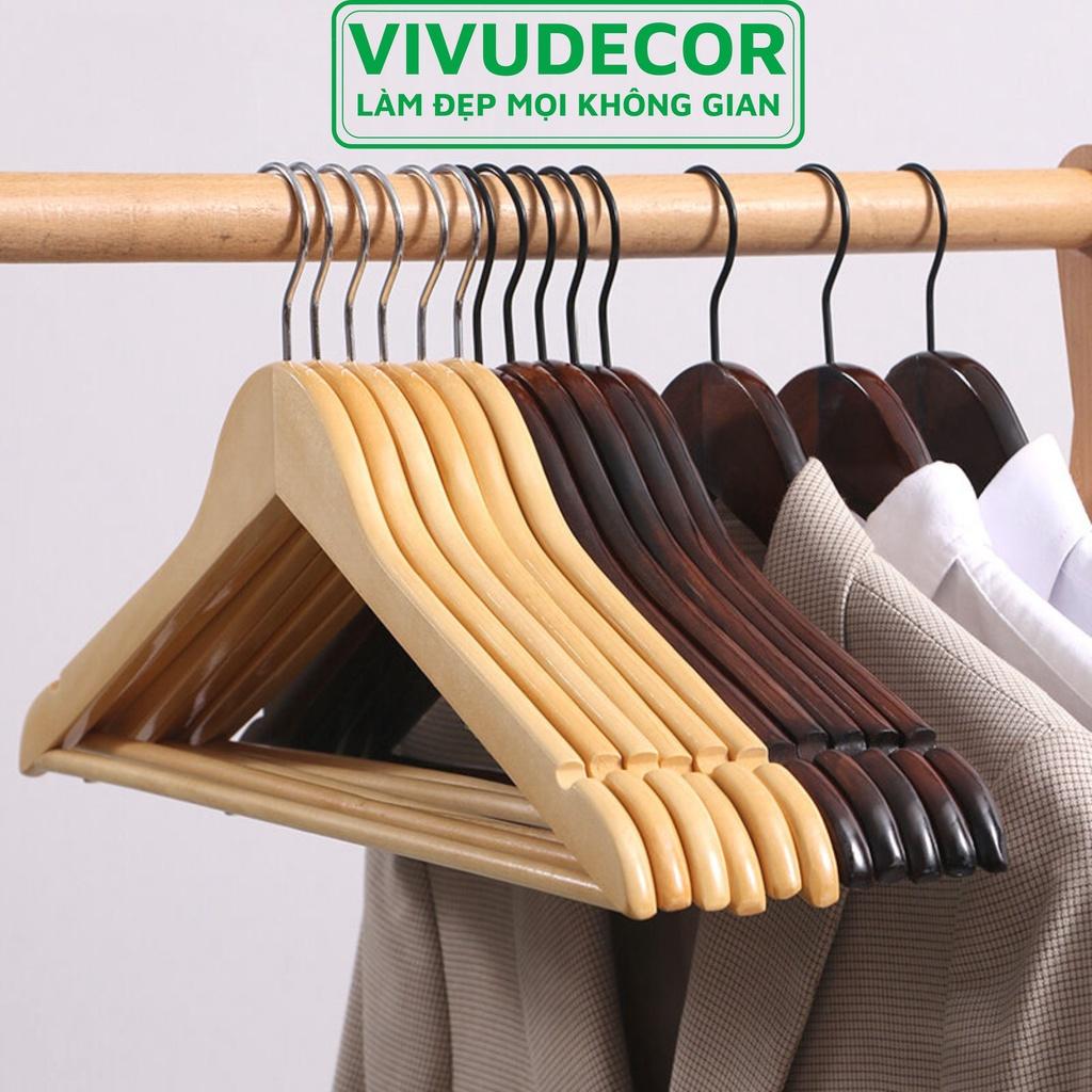 Móc Gỗ Treo Quần Áo VIVUDECOR Treo Đồ Đa Năng Hàng Cao Cấp Chống Nước Chống Xước Bền Đẹp 100% Gỗ Tự Nhiên